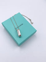 Sold-Tiffany 
Co 925 Silver 1837 Oval Ring Pendant Necklace