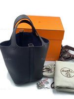 HERMES Picotin Lock 18 Caban (dark blue) Clemence Leather Palladium Hardware