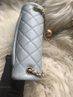 CHANEL Grey Lambskin Mini Rectangular Pearl Crush Flap Bag