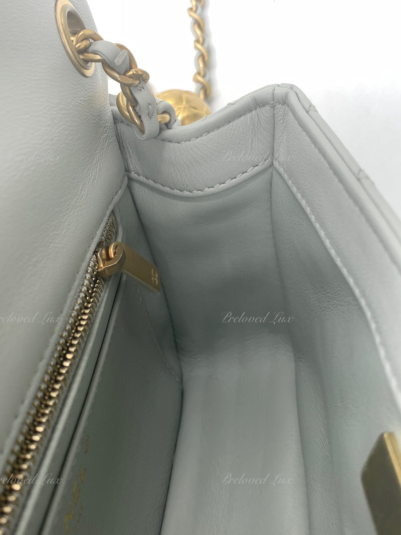 CHANEL Grey Lambskin Mini Rectangular Pearl Crush Flap Bag