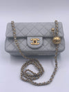 CHANEL Grey Lambskin Mini Rectangular Pearl Crush Flap Bag