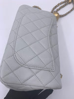 CHANEL Grey Lambskin Mini Rectangular Pearl Crush Flap Bag