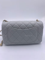 CHANEL Grey Lambskin Mini Rectangular Pearl Crush Flap Bag