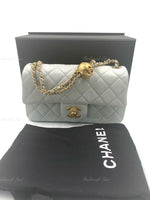 CHANEL Grey Lambskin Mini Rectangular Pearl Crush Flap Bag