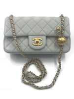 CHANEL Grey Lambskin Mini Rectangular Pearl Crush Flap Bag