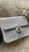 Sold-CHANEL Classic Lambskin Chain Mini Square Flap Bag White/ Gold hardware