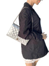 Sold-CHANEL Classic Quilted Flap Metallic Silver Calfskin Shoulder Bag/Clutch