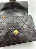 Sold-CHANEL Classic Lambskin Chain Mini Square Flap Bag black/gold