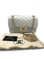 Sold-CHANEL Small Classic Double Flap Bag White with Gold Hardware