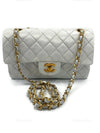 Sold-CHANEL Small Classic Double Flap Bag White with Gold Hardware