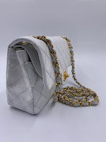 Sold-CHANEL Small Classic Double Flap Bag White with Gold Hardware