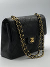 Sold-CHANEL Classic Lambskin Double Chain Double Flap Bag Medium black/gold