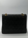 Sold-CHANEL Classic Lambskin Double Chain Double Flap Bag Medium black/gold