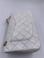 Sold-CHANEL Small Classic Double Flap Bag White with Gold Hardware