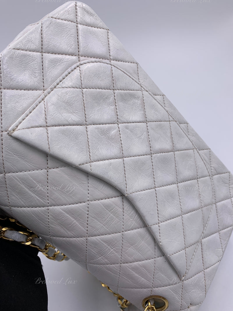 Sold-CHANEL Small Classic Double Flap Bag White with Gold Hardware