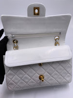 Sold-CHANEL Small Classic Double Flap Bag White with Gold Hardware