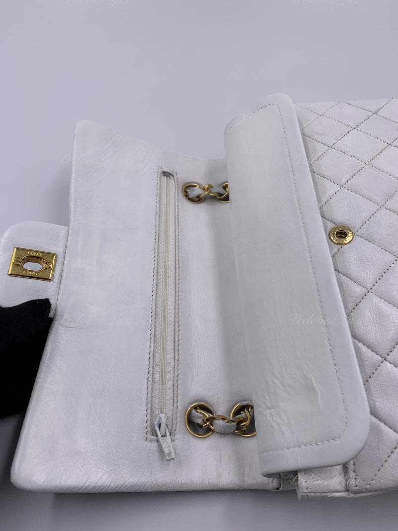 Sold-CHANEL Small Classic Double Flap Bag White with Gold Hardware