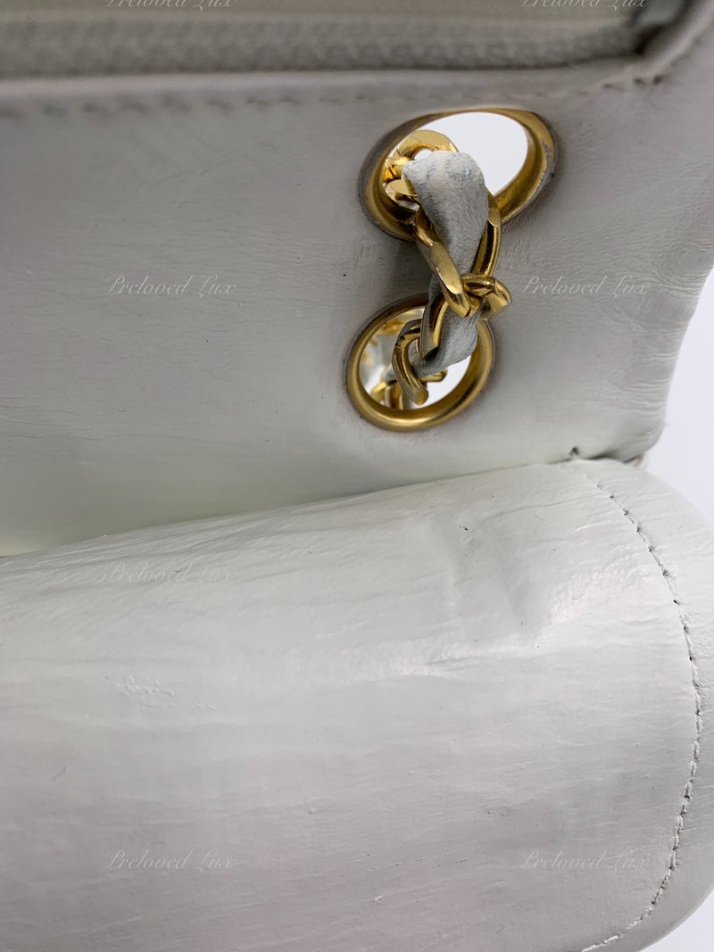 Sold-CHANEL Small Classic Double Flap Bag White with Gold Hardware