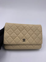 Sold-CHANEL CC Wallet-on-the-chain WOC Caviar Crossbody Bag - Beige