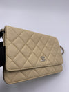 Sold-CHANEL CC Wallet-on-the-chain WOC Caviar Crossbody Bag - Beige