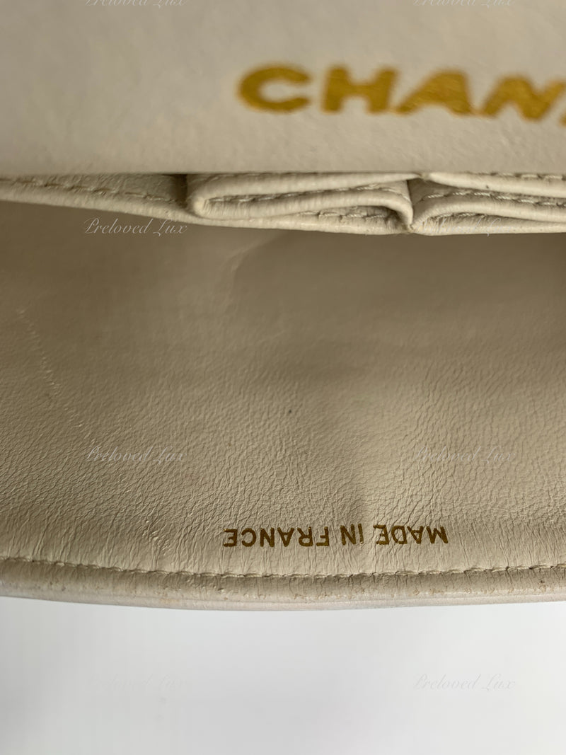 Sold-CHANEL Small Classic Double Flap Bag White with Gold Hardware