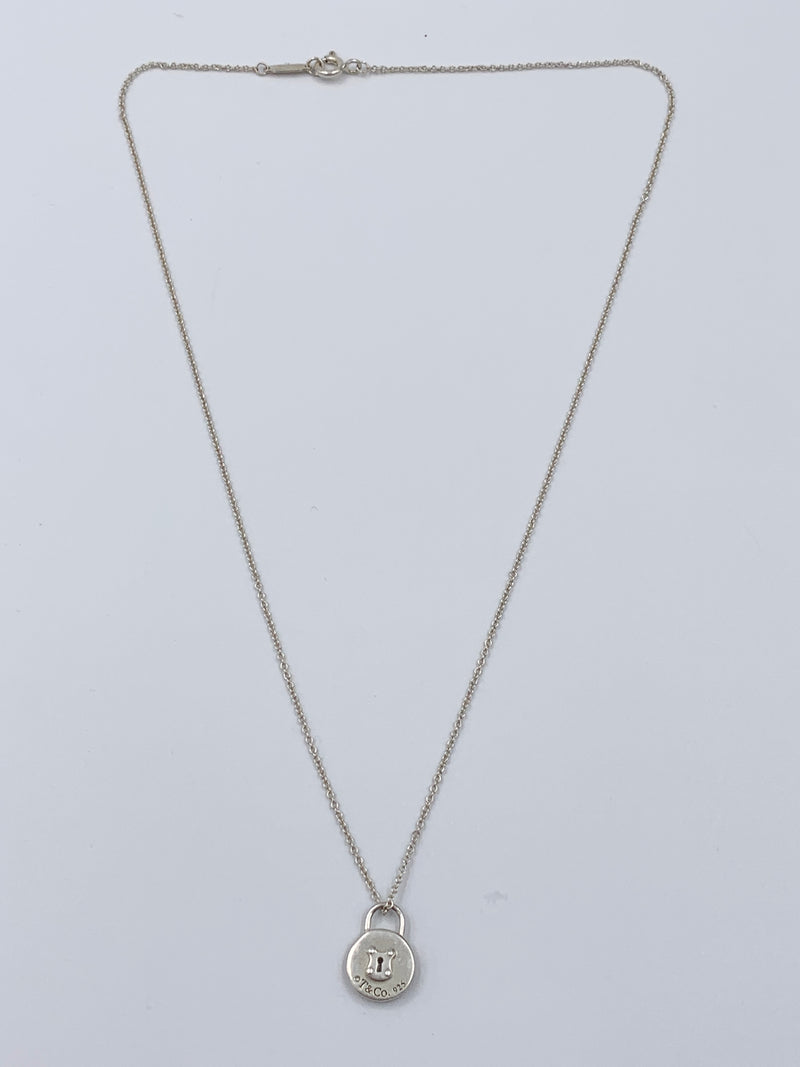 Sold-Tiffany 
Co 925 Silver Pad Lock Necklace