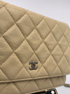 Sold-CHANEL CC Wallet-on-the-chain WOC Caviar Crossbody Bag - Beige