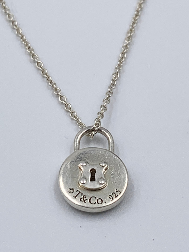 Sold-Tiffany 
Co 925 Silver Pad Lock Necklace