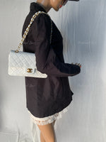 Sold-CHANEL Small Classic Double Flap Bag White with Gold Hardware