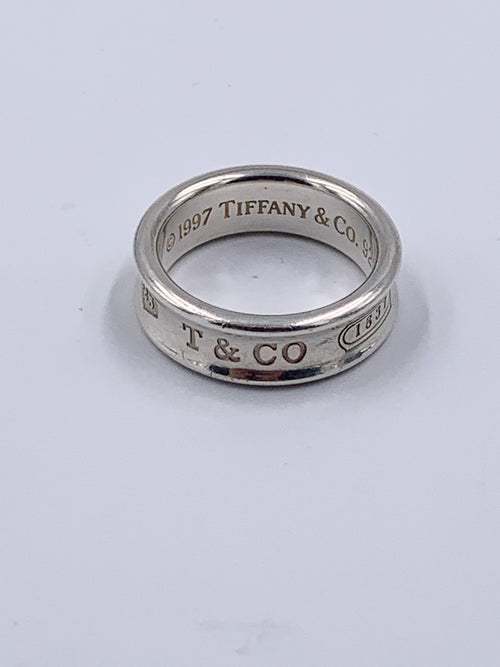 Sold-Tiffany 
Co 925 Silver 1837 Medium Ring Size 8