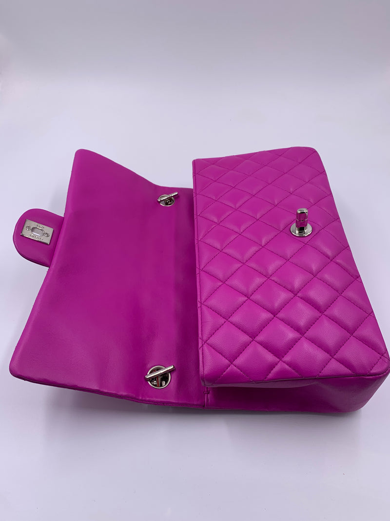 Sold-CHANEL Valentine Flap in Purple Silver Hardware Shoulder Bag