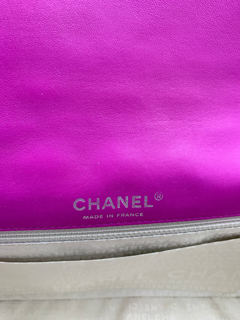 Sold-CHANEL Valentine Flap in Purple Silver Hardware Shoulder Bag