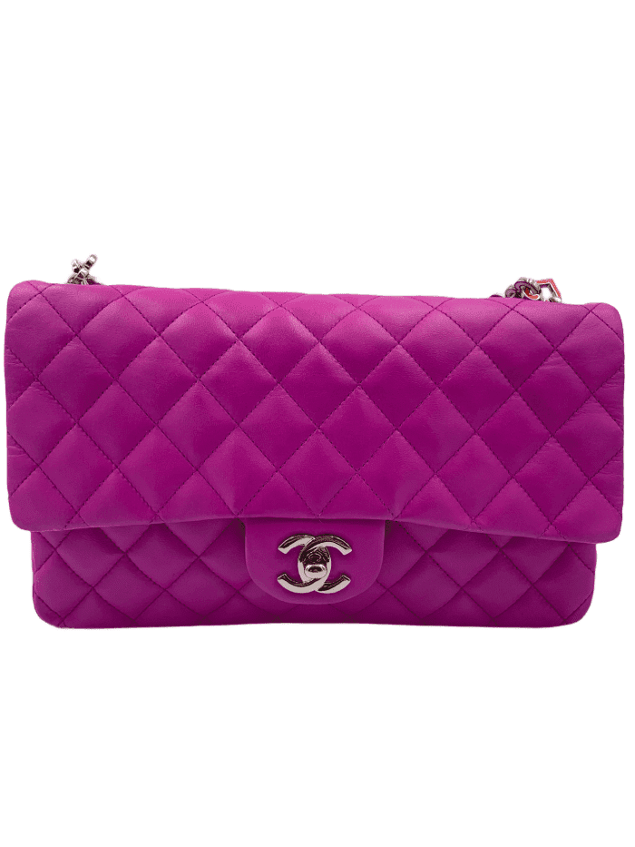 CHANEL Valentine Flap in Purple Silver Hardware Shoulder Bag