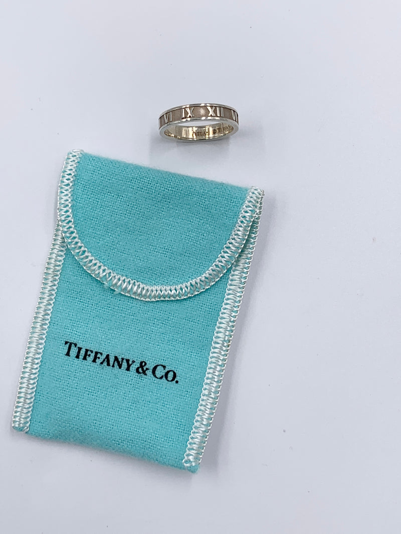 Sold-Tiffany 
Co 925 Silver Atlas Narrow Ring Size 6