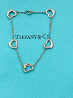 Tiffany 
Co 925 Silver Elsa Peretti 5 Open Hearts Bracelet