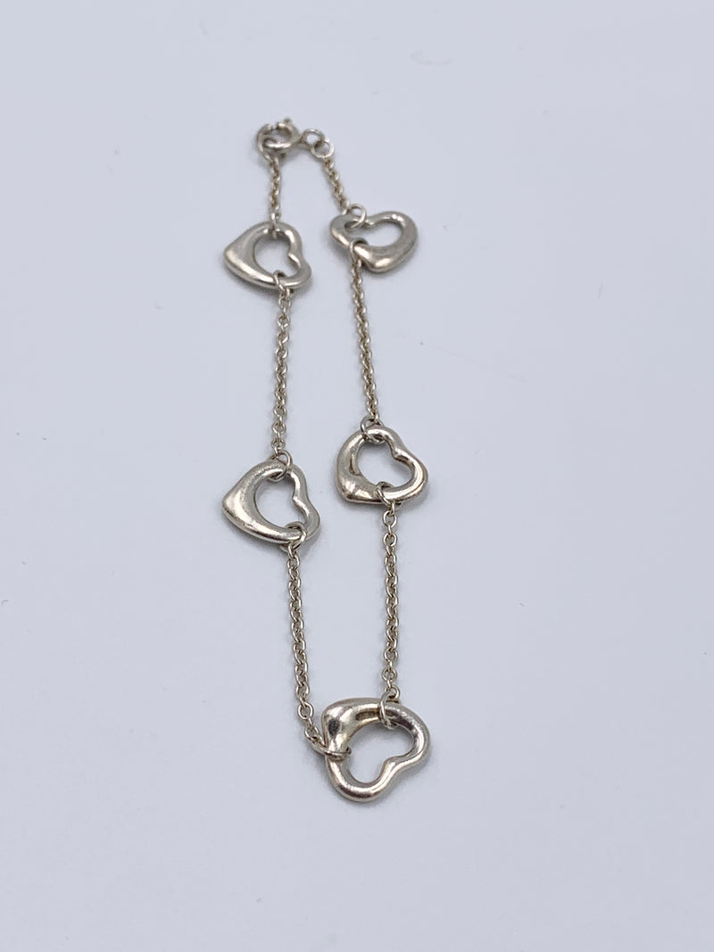 Tiffany 
Co 925 Silver Elsa Peretti 5 Open Hearts Bracelet