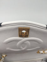 Sold-CHANEL Classic Vintage Lambskin Double Chain Flap Bag Small white/gold