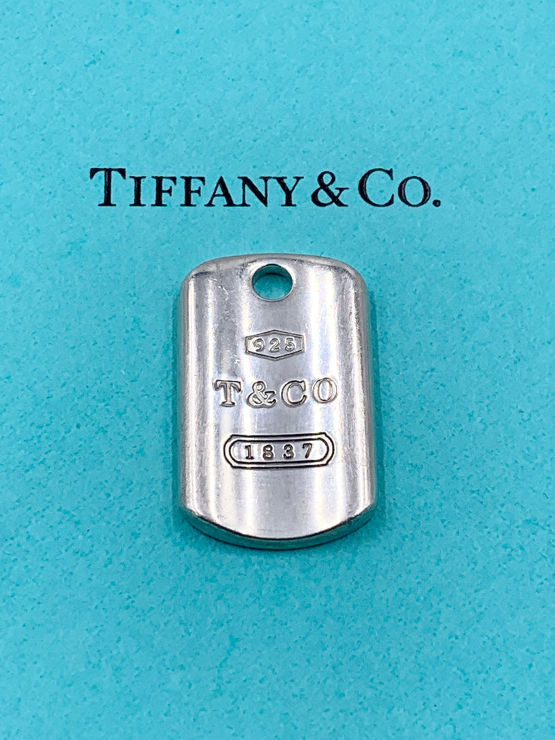 Sold-Tiffany 
Co 925 Silver 1837 Dog Tag Plate Pendant