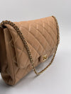 Sold-CHANEL Classic Quilted Flap Beige Lambskin Shoulder Bag/Clutch