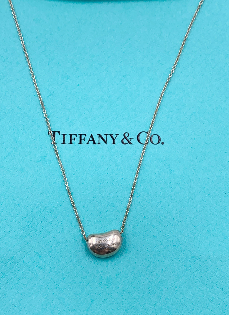 Sold-Tiffany 
Co Elsa Peretti Silver 925 Bean Necklace