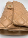 Sold-CHANEL Classic Quilted Flap Beige Lambskin Shoulder Bag/Clutch