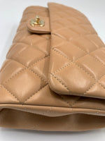 Sold-CHANEL Classic Quilted Flap Beige Lambskin Shoulder Bag/Clutch