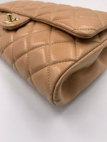 Sold-CHANEL Classic Quilted Flap Beige Lambskin Shoulder Bag/Clutch