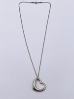 Tiffany 
Co 925 Silver Elsa Peretti Large (27mm) Open Heart Necklace