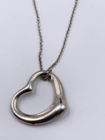 Tiffany 
Co 925 Silver Elsa Peretti Large (27mm) Open Heart Necklace