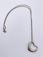 Tiffany 
Co 925 Silver Elsa Peretti Large (27mm) Open Heart Necklace