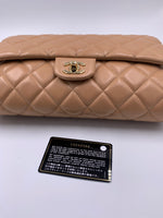 Sold-CHANEL Classic Quilted Flap Beige Lambskin Shoulder Bag/Clutch