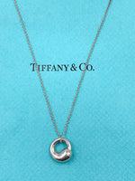 Sold-Tiffany 
Co 925 Silver Elsa Peretti Eternal Circle Pendant with Necklace