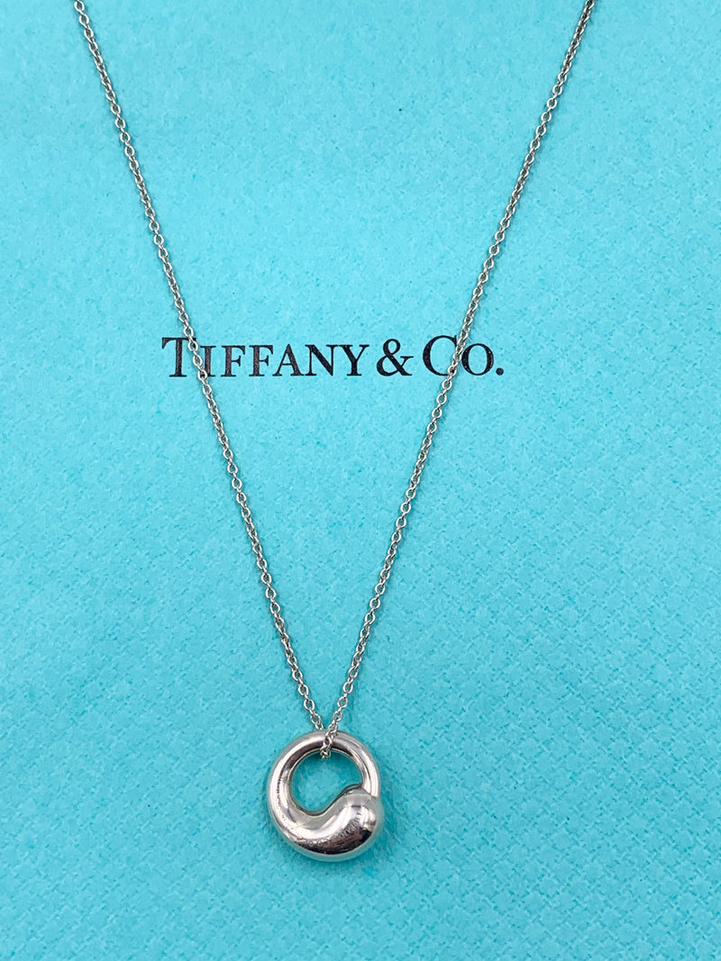 Sold-Tiffany 
Co 925 Silver Elsa Peretti Eternal Circle Pendant with Necklace