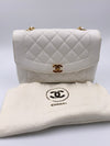 Chanel white caviar medium Diana bag with gold plated hardware vintage